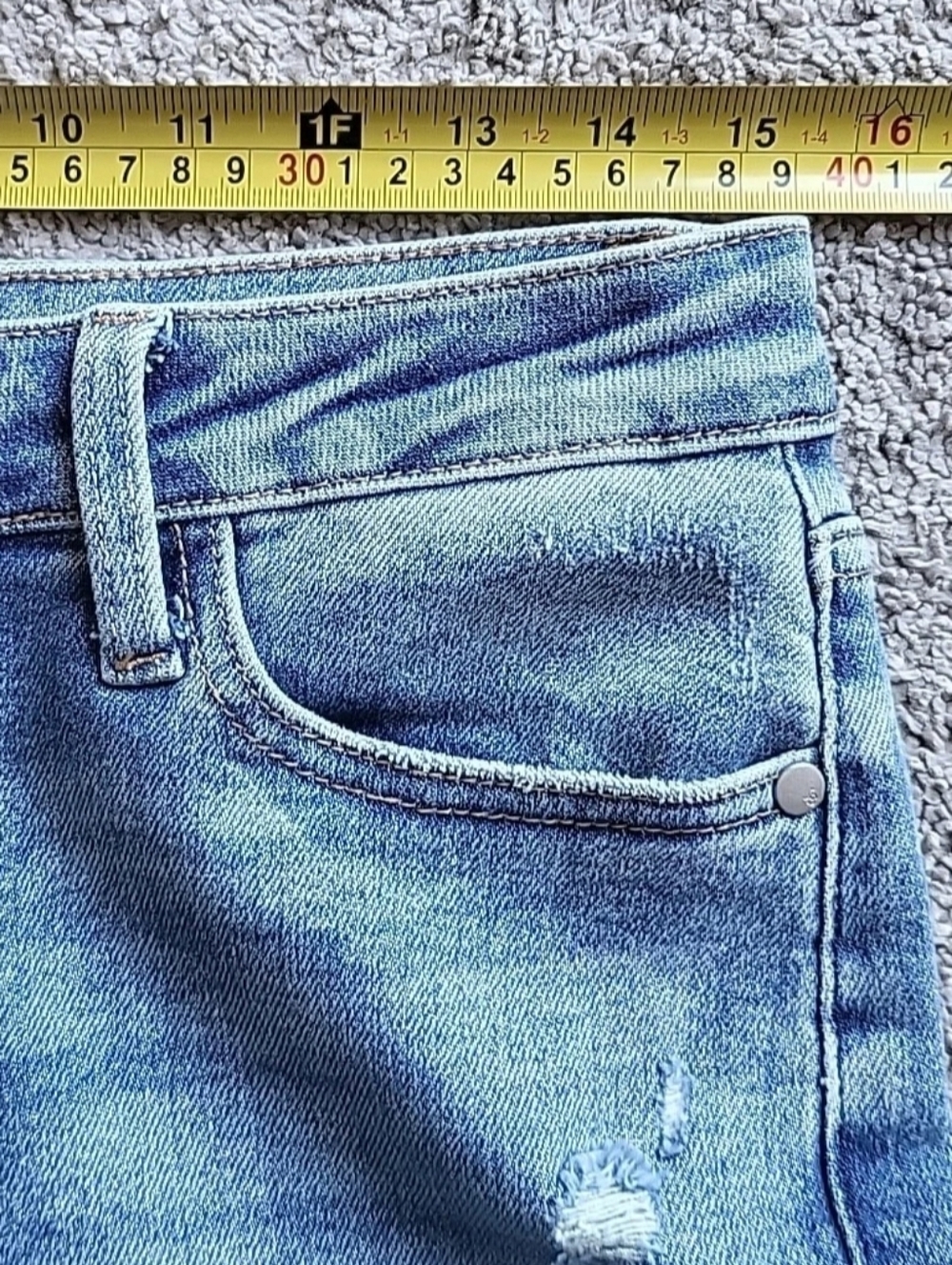 Judy Blue Jeans Womens 7/28 Blue Denim Bootcut Distressed Stretch Raw Hem Fray - Picture 7 of 13